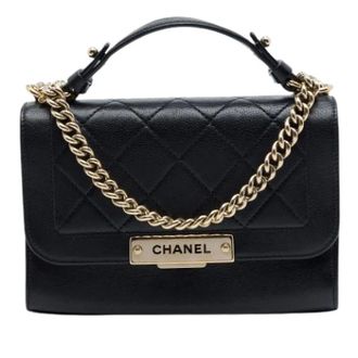 Chanel Pre-owned Click Flap Handbag - Dames - Pre-owned - Zwart - Maat: ONE Size Leer
