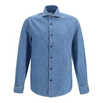 Brunello Cucinelli Camicia in denim di cotone - - Shirts - Uomo - Blu - M