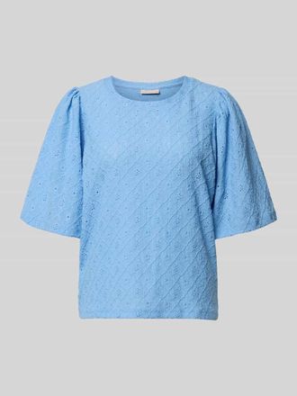 Freequent Blusenshirt mit Lochstickerei Modell KIONA in Blau, Gr&ouml;&szlig;e XXL