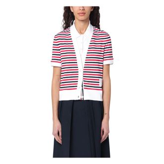Thom Browne Polo Shirts, female, Multicolor, Size: 2XS Short Cardigan Sweaters