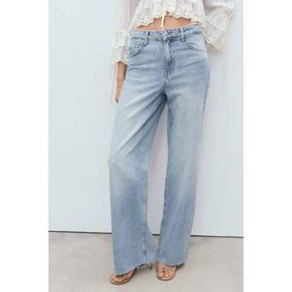 Mango high waist straight leg jeans light blue denim