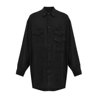 Yohji Yamamoto Blusa Asim&eacute;trica de Lino de Celulosa con 3 Solapas - Shirts - Hombre - Negro - M