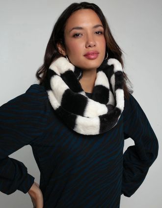 Nooki Design Womens SNUGGY FAUX FUR SNOOD-BLACK AND WHITE - Size: ONE