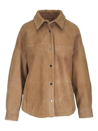 Brunello Cucinelli panelled button coat - women - Lambskin - 46 - Brown