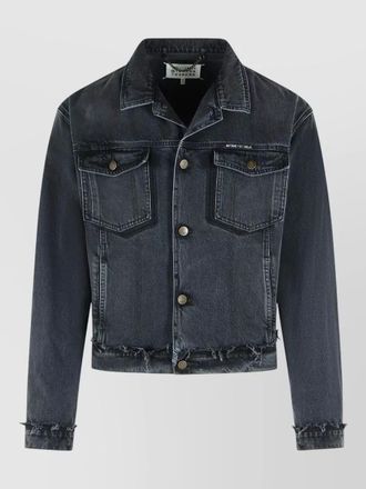 Maison Margiela cotton jacket long sleeves frayed hem pockets