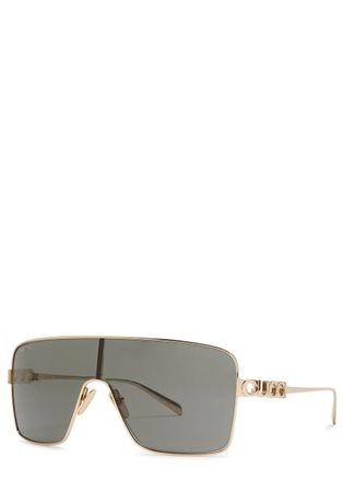 Gucci Flattop Mask Sunglasses - Gold - One Size