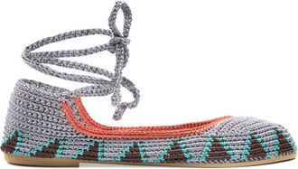 Kashura Crochet Ballerina Flats - Grey - 39 (IT39 / UK6)