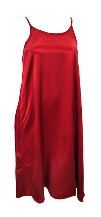 Pj Harlow Ruby Satin Knee Length Gown With Spaghetti Straps & Gathered Back