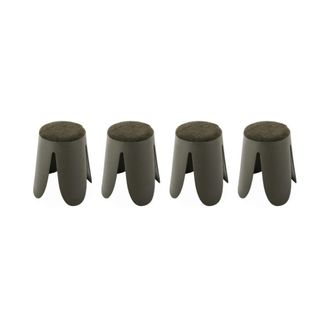 Sweeek Taburetes apilable de borreguito texturizado, set de 4, kaki oscuro