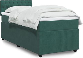 vidaXL Cama Box Spring Con Colch&oacute;n Terciopelo Verde Oscuro 90x200 Cm Vidaxl