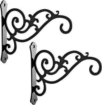 No Brand Un Juego De 2 Soportes Met&aacute;licos Para Colgar Plantas En Exteriores: Ganchos De Pared Negros De 15 Cm (6 Pulgadas), Adecuados Para Faroles Y Macetas
