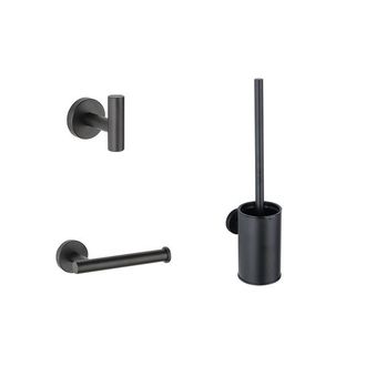 Adema Sparkle 2.0 Toiletset - toiletrolhouder - handdoekhaak - toiletborstelset - zwart mat