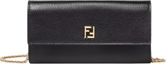 Fendi FF Continental With Chain - Dames - Schoudertassen - Zwart - ONE Size - Leer - Tassen