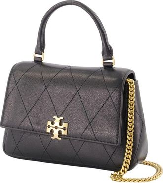 Tory Burch Womens Charlie Top Handle Wallet On Chain - Tory Burch Leather Black Calfskin Bags Wallets-On-Chain