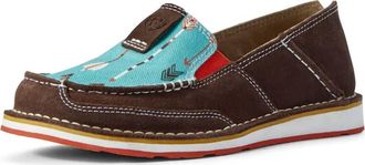 Ariat Womens Cruiser Slip On Shoes In Chocolate Suede/turquoise Arrows