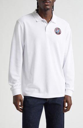 Malbon Golf Grateful Dead Stealie Long Sleeve Polo in White at Nordstrom, Size Xx-Large