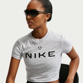 Nike Womens Nike Sportswear Chill Knit Slim Cropped T-Shirt in Grey | II3658-043