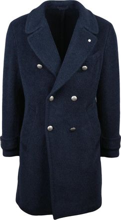 L.B.M. 1911 Alpaca-Virgin Wool Double-Breasted Coat with Textured Finish