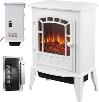 Relaxdays Relaxdays Chimenea El&eacute;ctrica, Efecto Llama Y Calefacci&oacute;n, 2 Niveles, Termostato, 56,5x39x24 Cm, Blanco