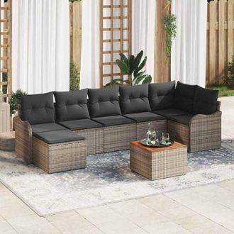 vidaXL Vidaxl - Conjunto De Sof&aacute; De Jard&iacute;n 8 Pcs Gris Polirat&aacute;n