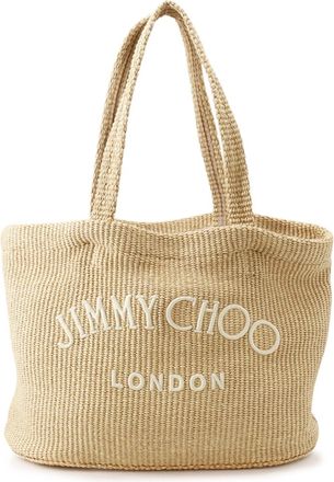 Jimmy Choo London Beige Raffia Handbag Tote Bag (Pre-Owned)