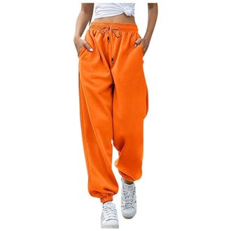 Generic Joggers for Women UK Ladies Straight Leg Jogging Bottoms Winter Warm Fleece Lined Tracksuit Bottoms Baggy Casual High Waisted Sweatpants Gym Active We