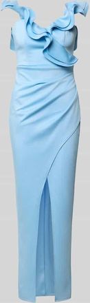 Lipsy Slim Fit Maxikleid mit Gehschlitz in Hellblau, Gr&ouml;&szlig;e 32