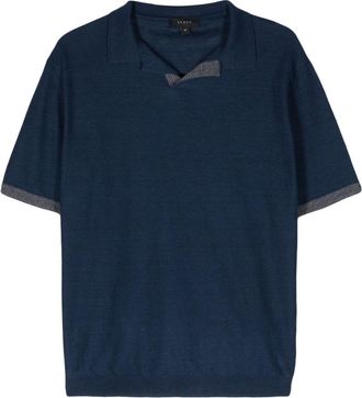 Sease split-neck piqué polo shirt - men - Linen/Flax/Cotton - M - Blue