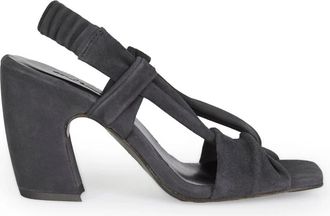 Cortana Grafietkleurige su&egrave;de sandaal - Dames - Sandalen met hakken - Zwart - 36 EU - Su&egrave;de - Schoenen