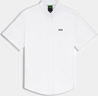 HUGO BOSS Mens BOSS Green ST_Motion Mens Short Sleeve Shirt - White 100 - Size: 44/Regular