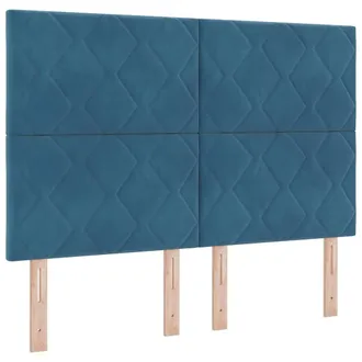 vidaXL Letto A Molle Con Testiera Blu Scuro 160 X 200 Cm Velluto Vidaxl