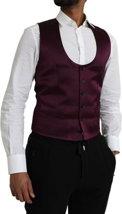 Dolce & Gabbana Silk Satin Formal Vest - Maroon