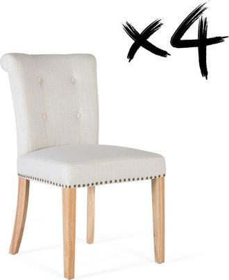 Giner&Colomer Set de 2 sillas de tela y madera beige