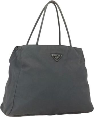 Prada Pre-owned Tote Bags, female, Gray, Size: ONE SIZE Pre-owned Nylon Tote Bag