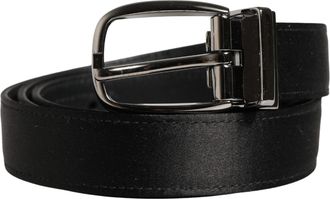 Dolce & Gabbana Men Black Classic Leather Metal Buckle Mens Belt
