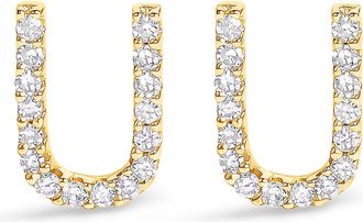 House of Brilliance 10K Gold 1/10 Cttw Diamond Initial A to Z Stud Earring