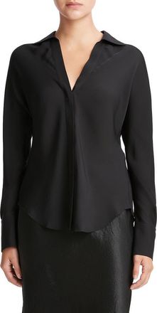Vince Dolman Sleeve Satin Shirt in Black at Nordstrom Rack, Size Large