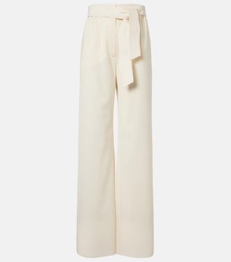 Max Mara Belted virgin wool wide-leg pants