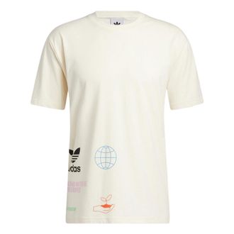 adidas Made with Nature Multi Logo Tee Ivory White HI2963