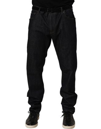 Dolce & Gabbana Dark Gray Cotton Slim Fit Men Denim Jeans Elastane Clothing
