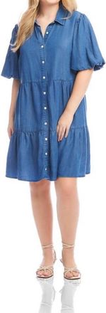 Karen Kane Puff Sleeve Tiered Shirtdress - Plus In Chambray