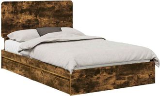 vidaXL Storage Bed with Drawer Smoked Oak 120 x 190 cm Engineered Wood vidaXL