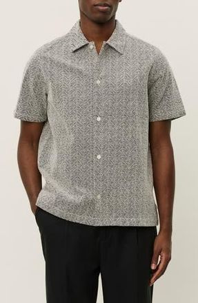 Les Deux Hector Paisley Short Sleeve Cotton Button-Up Shirt in Grey at Nordstrom Rack, Size Xx-Large