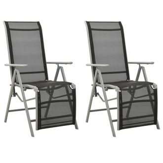 vidaXL Sillas De Jard&iacute;n Reclinables 2 Uds Textileno Aluminio Plateado Vidaxl