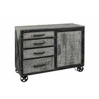 Massivmoebel24 credenza in legno di Mango 120x46x92 grigio scuro laccato heavy industry 125