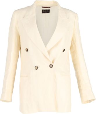 Loro Piana Pre-owned Womens Giacca-42 Nd Two-Breasted Blazer in Yellow Linen - Size EU 38 (Womens)