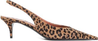 Amina Muaddi Slingback pumps met luipaardprint - Bruin
