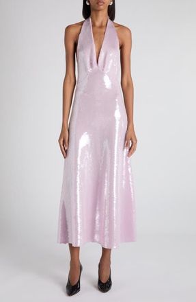 Bottega Veneta Halter Sequin Midi Dress in 5812 Thistle at Nordstrom, Size Medium