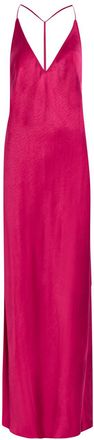 ANNA OCTOBER Justina Open-back Satin Maxi Dress - Dark Red - S (UK8-10 / S)