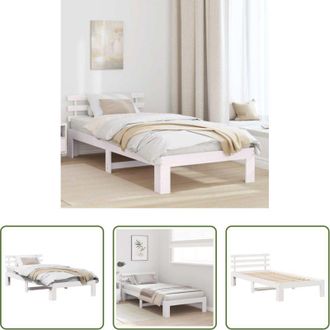 vidaXL Letto in legno massello - Struttura del letto Bianco 90 x 200 cm Pino massello
